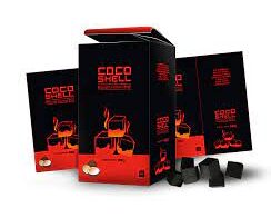 coconut charcoal briquettes inner box packaging with black and red printing design